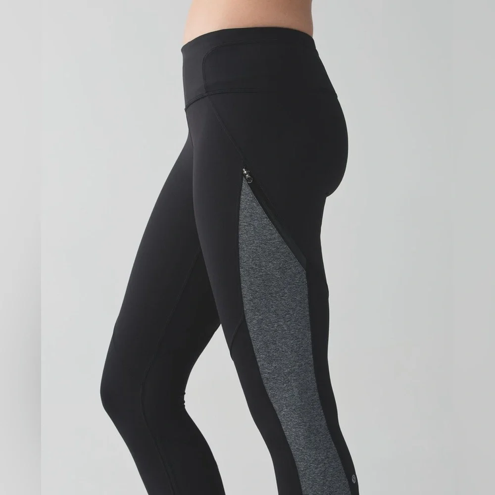 1 Lululemon Rain-On Train-On Tight - Black / Heathered Black